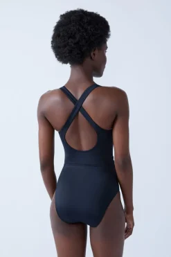ETAM Bañadores|Bañador menstrual de una pieza con espalda cruzada NEGRO