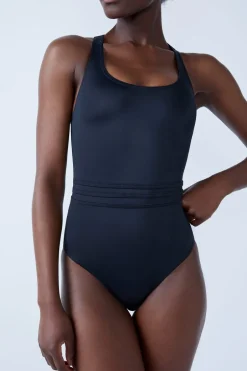 ETAM Bañadores|Bañador menstrual de una pieza con espalda cruzada NEGRO