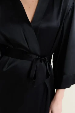 ETAM Batas|Batas Y Kimonos|Bata de seda NEGRO