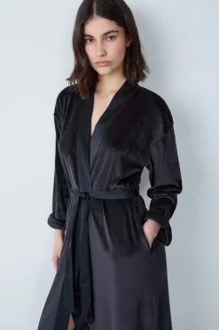 ETAM Pijamas Calentitos|Batas|Bata de terciopelo NEGRO