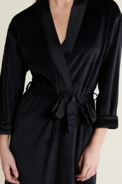 ETAM Pijamas Calentitos|Batas|Bata de terciopelo NEGRO