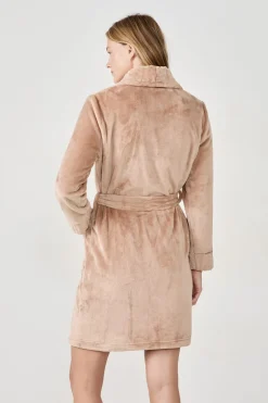 ETAM Batas|Batas Y Kimonos|Bata efecto terciopelo TAUPE