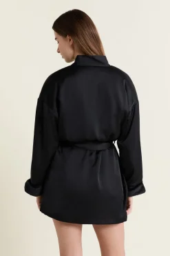 ETAM Pijamas Calentitos|Batas|Bata interior de forro polar NEGRO
