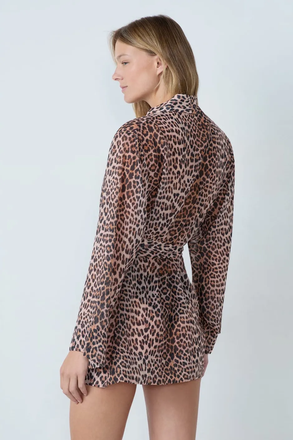 ETAM Batas Y Kimonos|Bata satinada con de leopardo ESTAMPADO