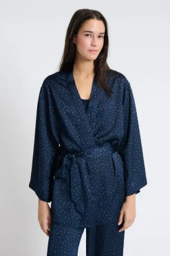 ETAM Batas|Batas Y Kimonos|Bata satinado AZUL OSCURO