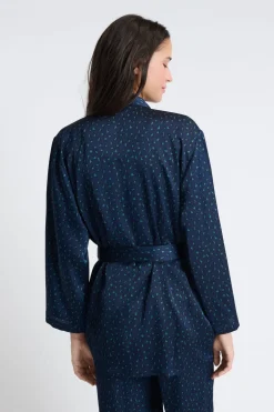 ETAM Batas|Batas Y Kimonos|Bata satinado AZUL OSCURO