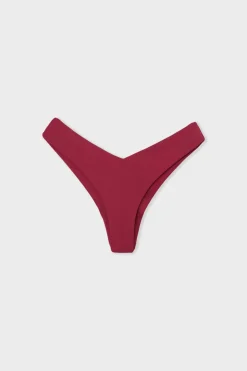 ETAM Brasileñas|Bikini brasileño de corte alto con braga de bikini satinada BURDEOS GRANATE