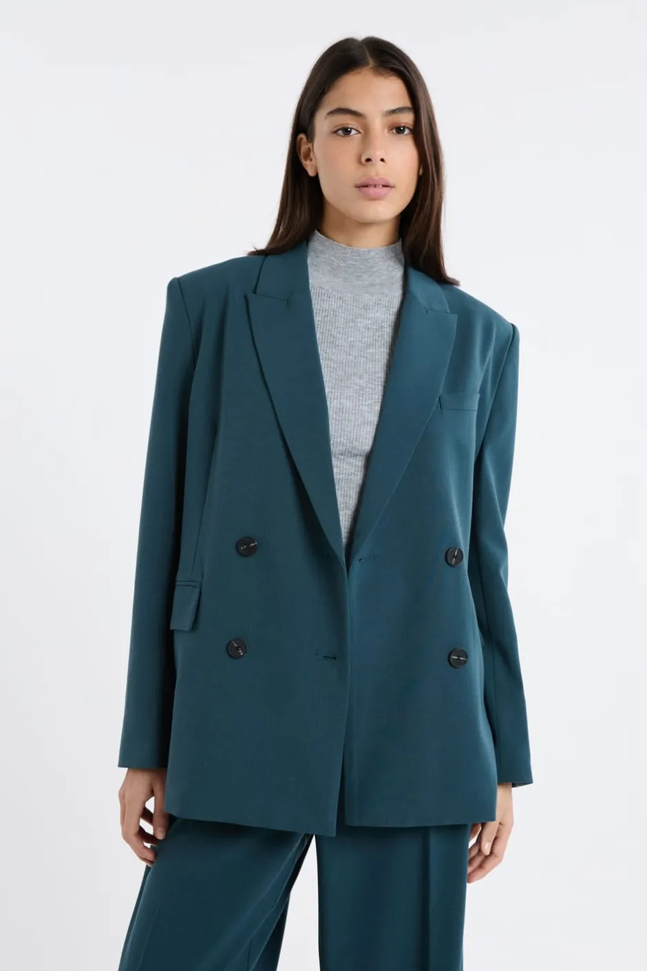 ETAM Chaquetas|Blazers|Blazer con cierre cruzado VERDE PATO