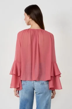 ETAM Camisas Fluidas|Camisas Chic|Blusa con mangas de volantes MELOCOT&Oacute;N