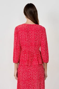 ETAM Camisas Y Blusas Estampadas|Camisas Fluidas|Blusa de lunares ESTAMPADO FONDO CORAL