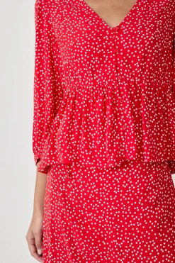 ETAM Camisas Y Blusas Estampadas|Camisas Fluidas|Blusa de lunares ESTAMPADO FONDO CORAL