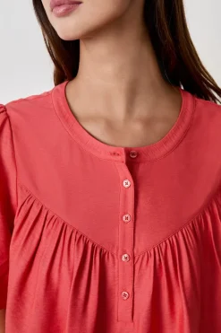 ETAM Camisas Fluidas|Blusas|Blusa de manga corta ROJO TEJA