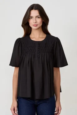 ETAM Camisas Fluidas|Camisas Chic|Blusa manga corta NEGRO