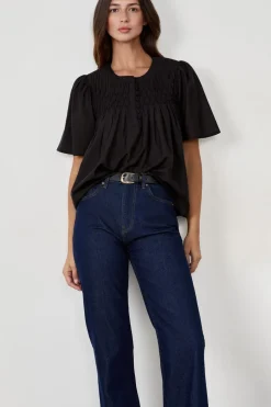 ETAM Camisas Fluidas|Camisas Chic|Blusa manga corta NEGRO