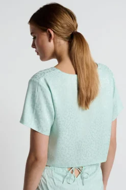 ETAM Partes De Arriba De Pijama|Blusa satinada de manga corta estampada con lazos CELAD&Oacute;N