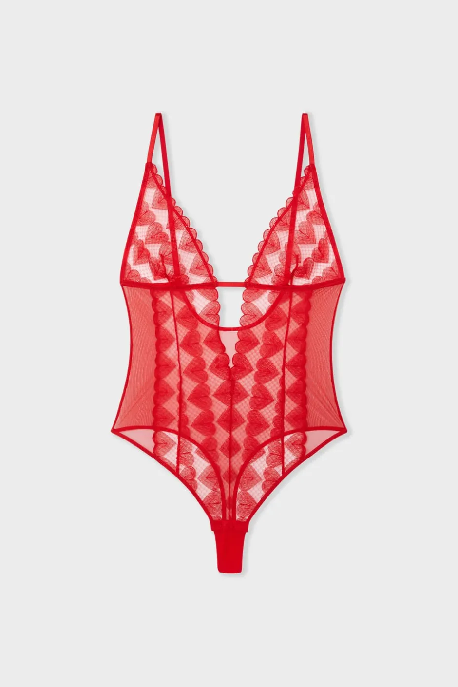 ETAM Bodys|Body con bordado de corazones ROJO