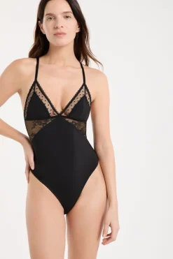 ETAM Bodys|Body con bordados NEGRO