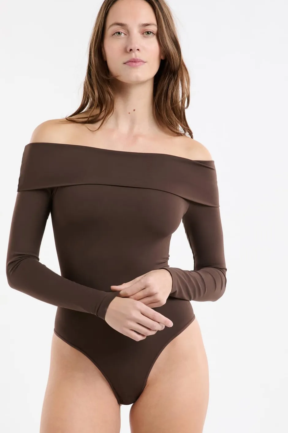 ETAM Bodys|Body con hombros descubiertos CHOCOLATE