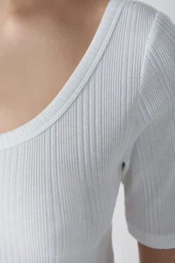 ETAM Homewear|Partes De Arriba De Pijama|Body de algodón acanalado BLANCO