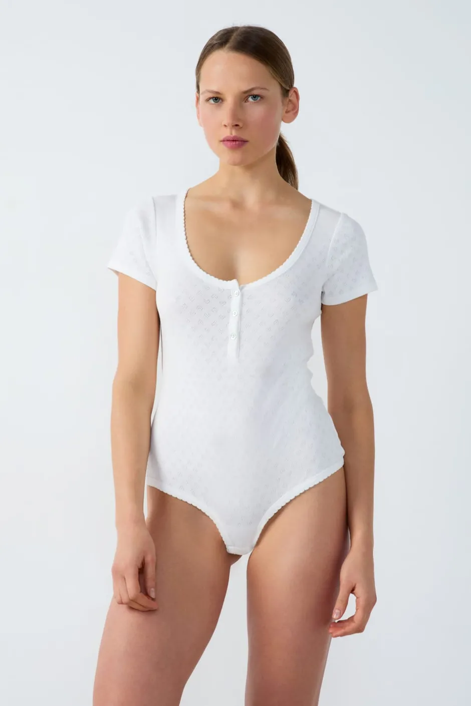 ETAM Partes De Arriba De Pijama|Los Pijamas Más Responsables|Body de algodón de manga corta BLANCO