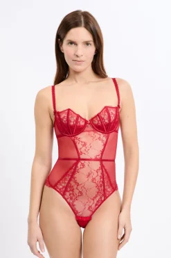 ETAM Bodys|Sujetadores Talla Grande: Copas D-G|Body de encaje y satén ROJO