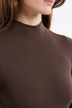 ETAM Bodys|Body de manga larga con cuello alto CHOCOLATE