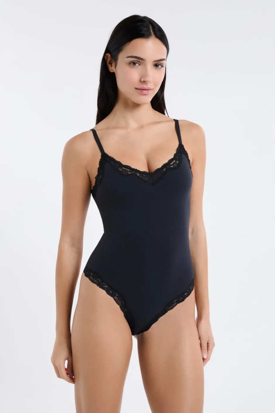 ETAM Bodys|Body de microfibra y encaje NEGRO