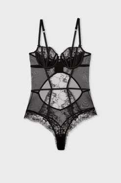 ETAM Bodys|Body de tul y encaje NEGRO