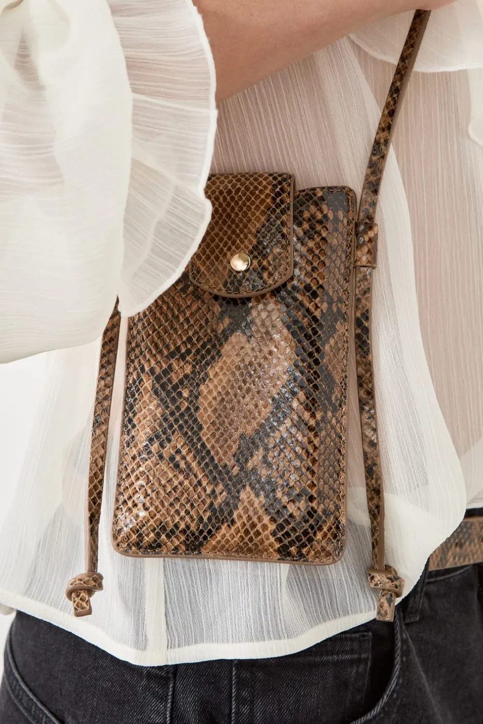 ETAM Bolsos|Bolso de cuero estampado BEIGE