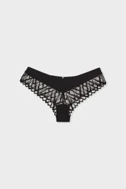 ETAM Brasileña|Novedades Braguitas|Braga brasileña con bordado NEGRO