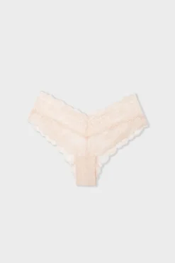 ETAM Braguitas Encaje|Brasileña|Braga brasileñas en forma de V de encaje ROSA EMPOLVADO