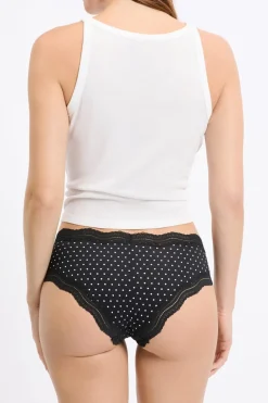 ETAM Culotte|Braguitas Party|Braga culotte con bordes de encaje de microfibra IMP FD NEGRO
