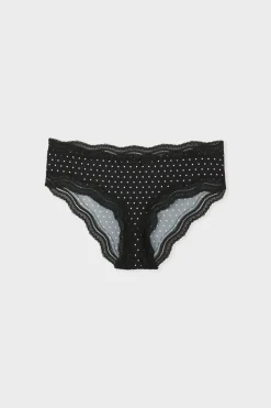 ETAM Culotte|Braguitas Party|Braga culotte con bordes de encaje de microfibra IMP FD NEGRO