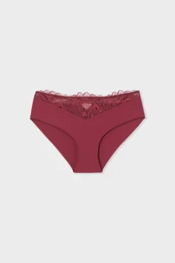 ETAM Braguitas Encaje|Culotte|Braga culotte con detalles de encaje BURDEOS GRANATE