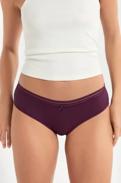 ETAM Culotte|Braguitas Party|Braga culotte de microfibra con detalles de encaje ROSA CARAMELO
