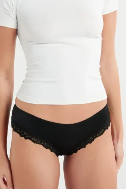 ETAM Brasileña|Braguitas Party|Braga culotte de microfibra con detalles de encaje NEGRO