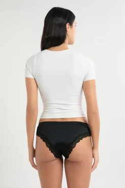 ETAM Brasileña|Braguitas Party|Braga culotte de microfibra con detalles de encaje NEGRO