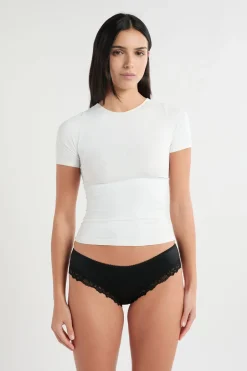 ETAM Brasileña|Braguitas Party|Braga culotte de microfibra con detalles de encaje NEGRO