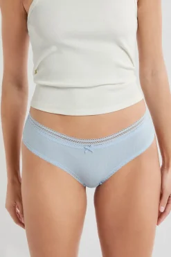 ETAM Culotte|Braguitas Party|Braga culotte de microfibra con detalles de encaje AZUL CIELO