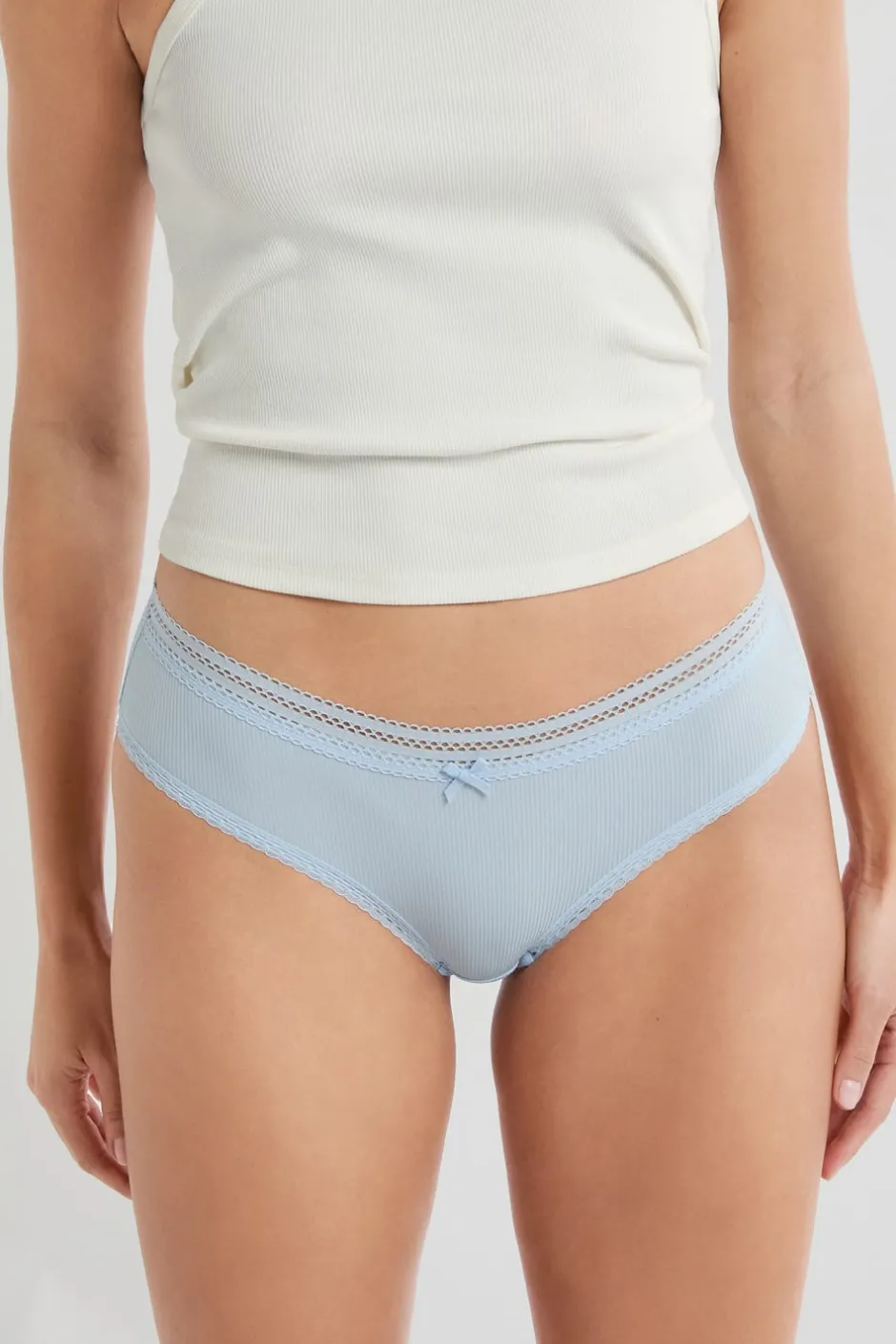 ETAM Culotte|Braguitas Party|Braga culotte de microfibra con detalles de encaje AZUL CIELO