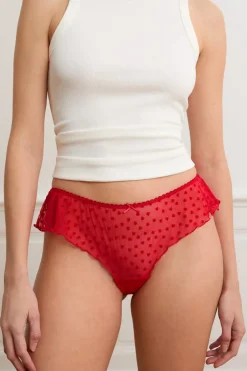 ETAM Brasileña|Braguitas Party|Braga culotte de tul flocado con motivos de corazones IMP FONDO ROSA