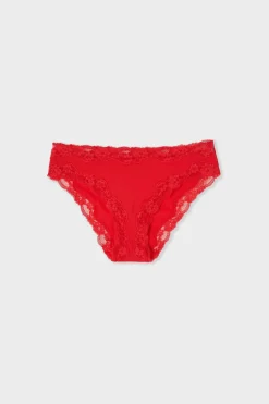 ETAM Braguita|Braga de microfibra con detalles de encaje ROJO