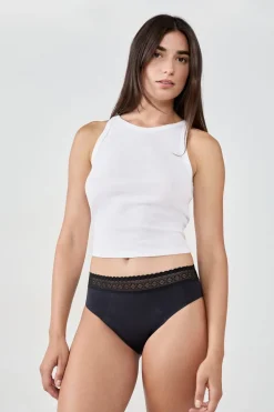 ETAM Braguita|Braguitas Menstruales|Braga menstrual de algodón - Flujo abundante NEGRO