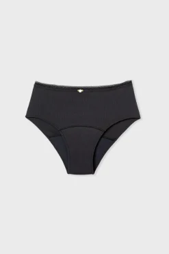ETAM Talle Alto|Braguita|Braga menstrual de cintura alta - Flujo medio NEGRO