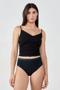 ETAM Talle Alto|Braguita|Braga menstrual de cintura alta - Flujo abundante NEGRO