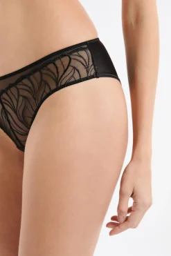 ETAM Brasileña|Bragas brasileñas con bordado floral ANTRACITA