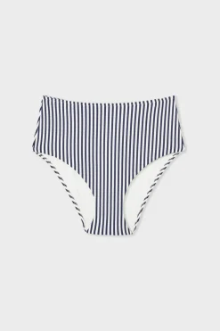 ETAM Bikini|Talle Alto|Braguita bikini de cintura alta a rayas MARINO
