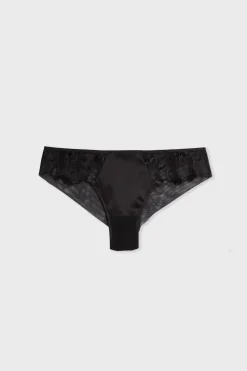 ETAM Brasileña|Braguita brasileña de tul bordado NEGRO
