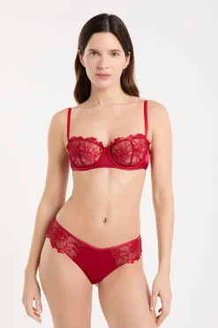 ETAM Brasileña|Braguita brasileña de tul bordado ROJO
