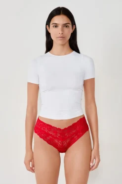 ETAM Braguitas Encaje|Brasileña|Braguita brasileña en V de encaje ROJO